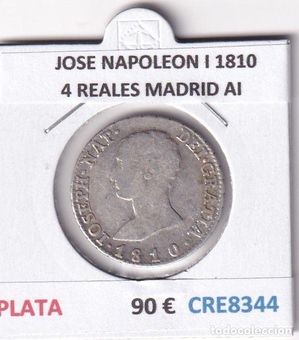 Coins of Spain: CRE8344 MONEDA ESPA&Ntilde;A JOSE NAPOLEON I 1810 4 REALES MADRID AI PLATA