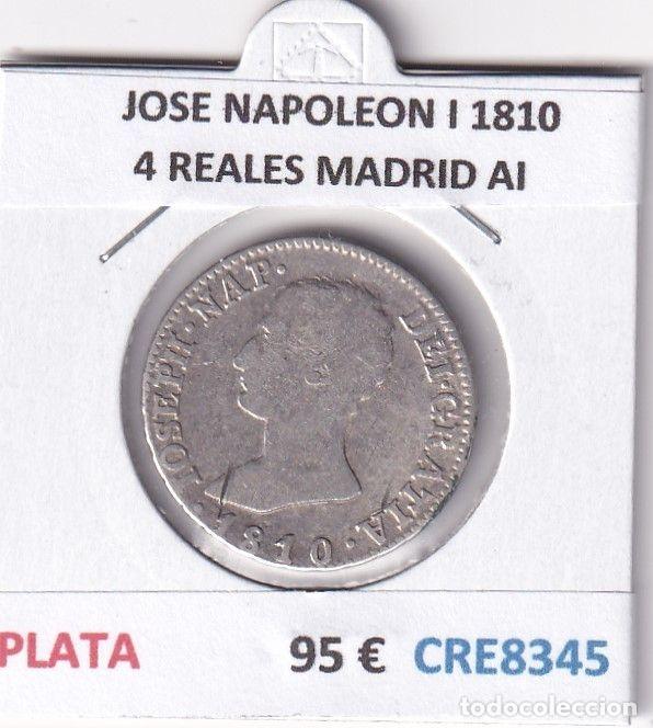 Coins of Spain: CRE8345 MONEDA ESPA&Ntilde;A JOSE NAPOLEON I 1810 4 REALES MADRID AI PLATA