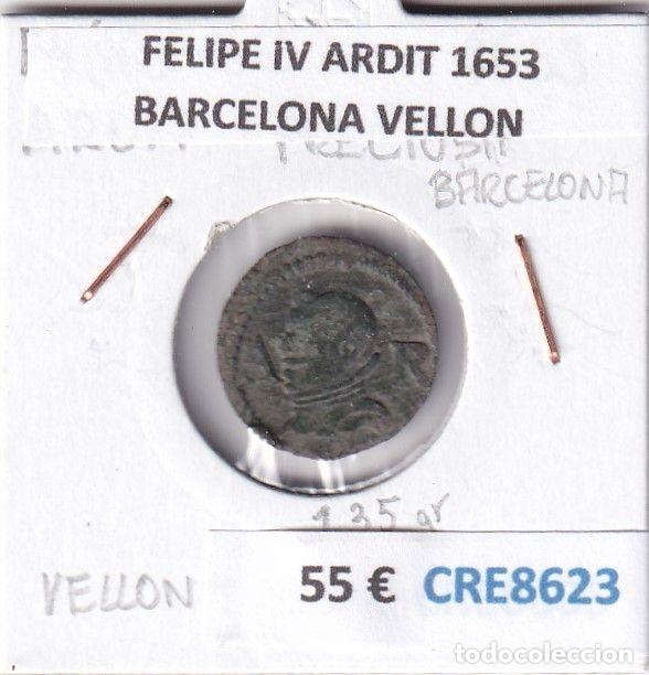 Monnaies d'Espagne: CRE8623 MONEDA ESPA&Ntilde;A FELIPE IV ARDIT 1653 BARCELONA VELLON