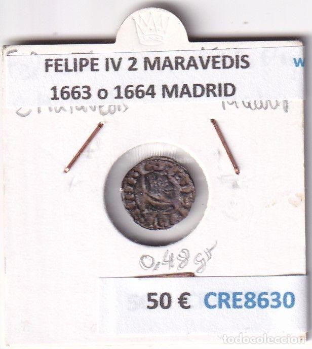 Monnaies d'Espagne: CRE8630 MONEDA ESPA&Ntilde;A FELIPE IV 2 MARAVEDIS 1663 o 1664 MADRID