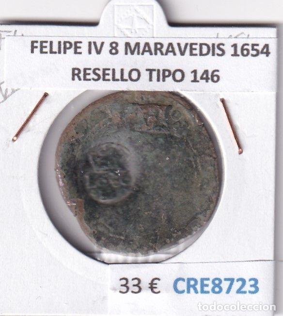 Coins of Spain: CRE8723 MONEDA ESPA&Ntilde;A FELIPE IV 8 MARAVEDIS 1654 RESELLO TIPO 146