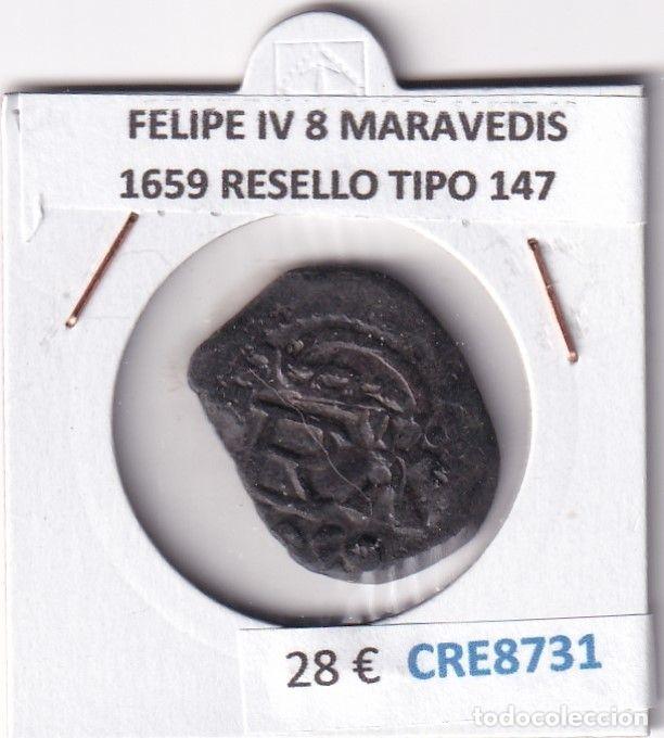 Coins of Spain: CRE8731 MONEDA ESPA&Ntilde;A FELIPE IV 8 MARAVEDIS 1659 RESELLO TIPO 147