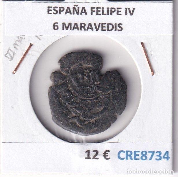 Coins of Spain: CRE8734 MONEDA ESPA&Ntilde;A FELIPE IV 6 MARAVEDIS RESELLO TIPO 145