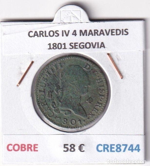 Monete da Spagna: CRE8744 MONEDA ESPA&Ntilde;A CARLOS IV 4 MARAVEDIS 1801 S COBRE