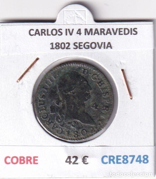Monedas de Espa&ntilde;a: CRE8748 MONEDA ESPA&Ntilde;A CARLOS IV 4 MARAVEDIS 1802 S COBRE