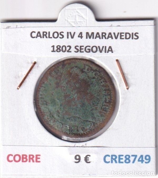 Monedas de Espa&ntilde;a: CRE8749 MONEDA ESPA&Ntilde;A CARLOS IV 4 MARAVEDIS 1802 S COBRE