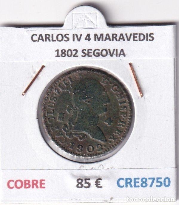 Monedas de Espa&ntilde;a: CRE8750 MONEDA ESPA&Ntilde;A CARLOS IV 4 MARAVEDIS 1802 S COBRE
