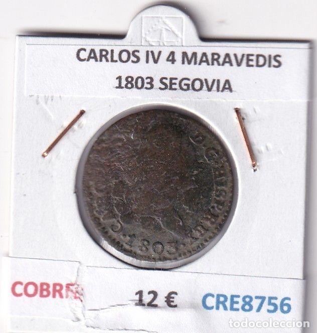 Monedas de Espa&ntilde;a: CRE8756 MONEDA ESPA&Ntilde;A CARLOS IV 4 MARAVEDIS 1803 S COBRE