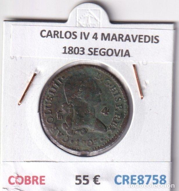 Monedas de Espa&ntilde;a: CRE8758 MONEDA ESPA&Ntilde;A CARLOS IV 4 MARAVEDIS 1803 S COBRE