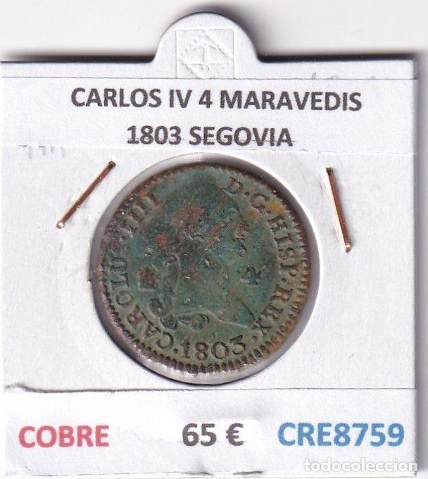 Monedas de Espa&ntilde;a: CRE8759 MONEDA ESPA&Ntilde;A CARLOS IV 4 MARAVEDIS 1803 S COBRE