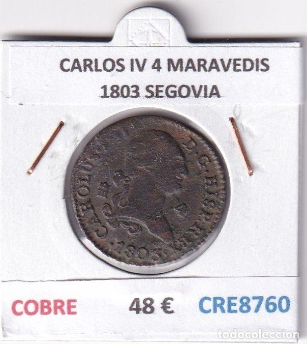 Monedas de Espa&ntilde;a: CRE8760 MONEDA ESPA&Ntilde;A CARLOS IV 4 MARAVEDIS 1803 S COBRE