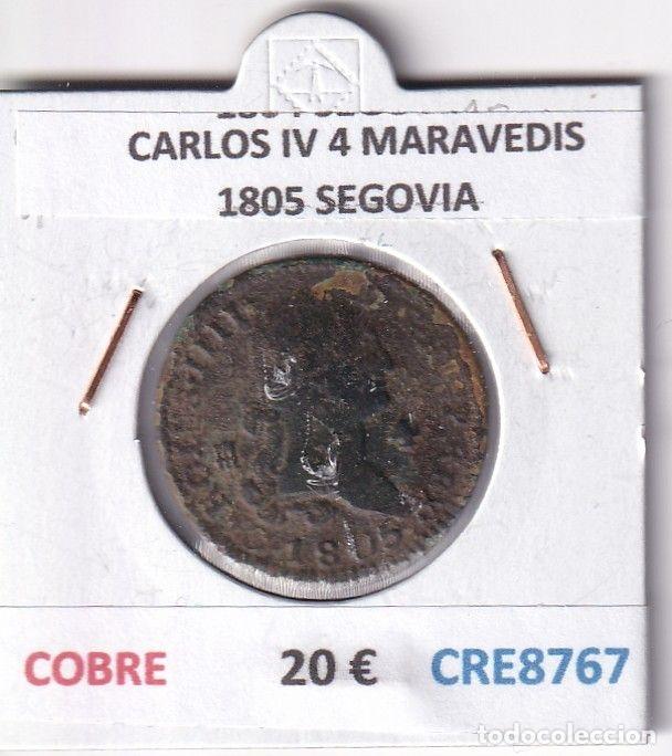 Monedas de Espa&ntilde;a: CRE8767 MONEDA ESPA&Ntilde;A CARLOS IV 4 MARAVEDIS 1805 S COBRE