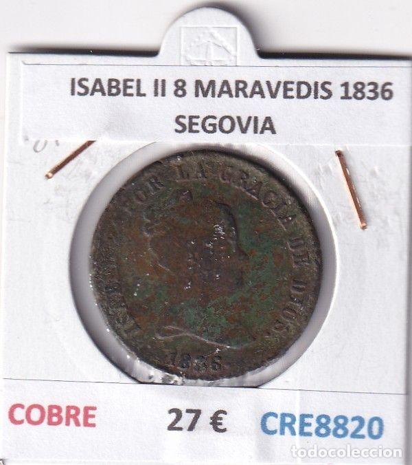 Monedas de Espa&ntilde;a: CRE8820 MONEDA ESPA&Ntilde;A ISABEL II 8 MARAVEDIS 1836 SEGOVIA COBRE
