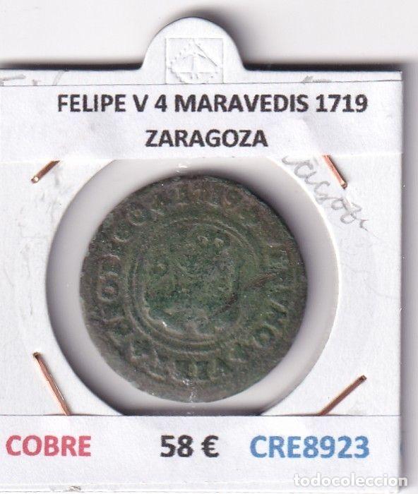 M&uuml;nzen von Spanien: CRE8923 MONEDA ESPA&Ntilde;A FELIPE V 4 MARAVEDIS 1719 ZARAGOZA COBRE