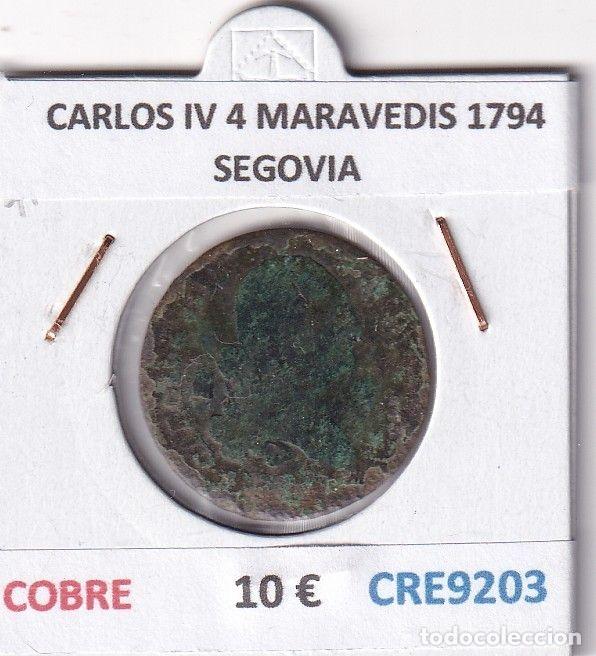 Monedas de Espa&ntilde;a: CRE9203 MONEDA ESPA&Ntilde;A CARLOS IV 4 MARAVEDIS 1794 SEGOVIA COBRE