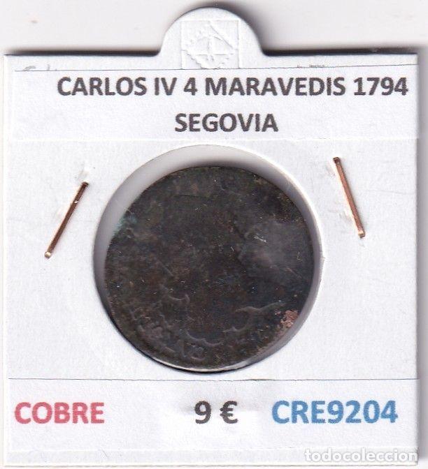 Monedas de Espa&ntilde;a: CRE9204 MONEDA ESPA&Ntilde;A CARLOS IV 4 MARAVEDIS 1794 SEGOVIA COBRE