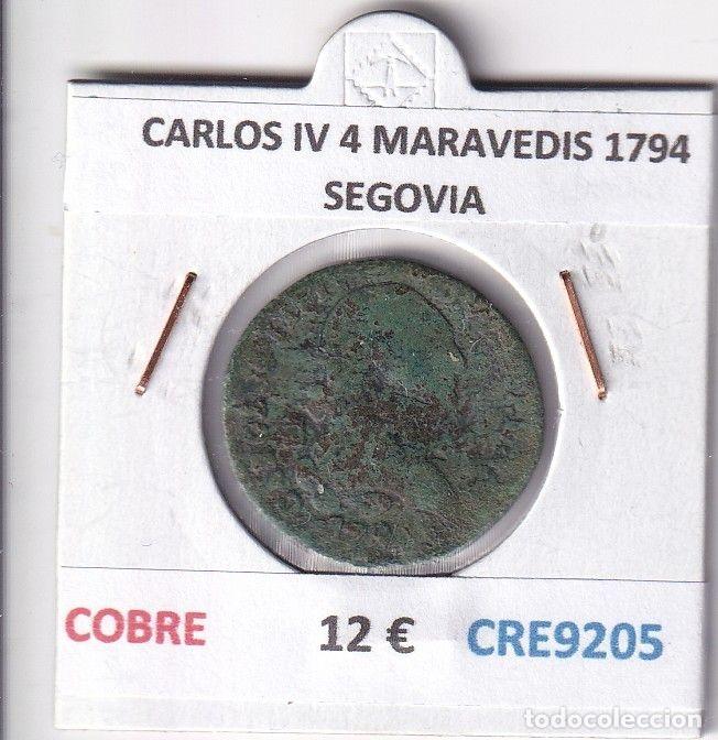 Monedas de Espa&ntilde;a: CRE9205 MONEDA ESPA&Ntilde;A CARLOS IV 4 MARAVEDIS 1794 SEGOVIA COBRE