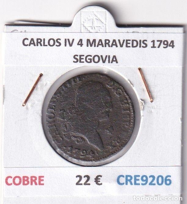 Monedas de Espa&ntilde;a: CRE9206 MONEDA ESPA&Ntilde;A CARLOS IV 4 MARAVEDIS 1794 SEGOVIA COBRE