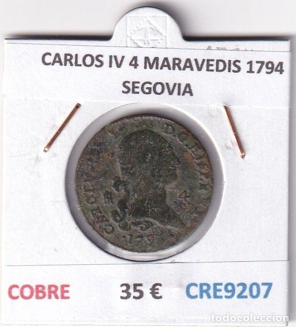 Monedas de Espa&ntilde;a: CRE9207 MONEDA ESPA&Ntilde;A CARLOS IV 4 MARAVEDIS 1794 SEGOVIA COBRE