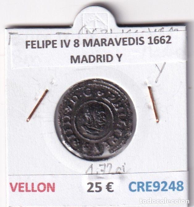 Coins of Spain: CRE9248 MONEDA ESPA&Ntilde;A FELIPE IV 8 MARAVEDIS 1662 MADRID Y VELLON