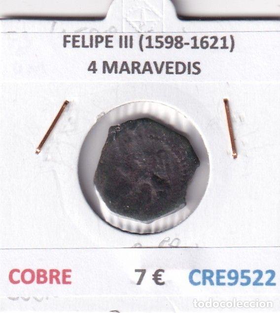 Monedas de Espa&ntilde;a: CRE9522 MONEDA ESPA&Ntilde;A FELIPE III (1598-1621) 4 MARAVEDIS COBRE