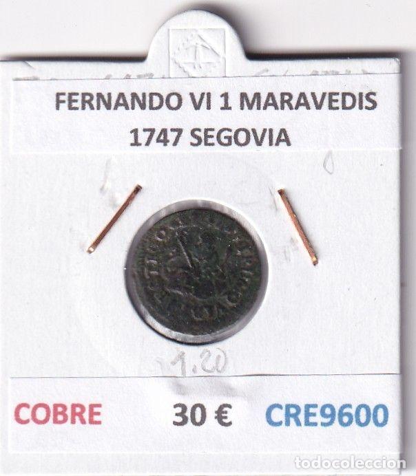 Coins of Spain: CRE9600 MONEDA ESPA&Ntilde;A FERNANDO VI 1 MARAVEDIS 1747 SEGOVIA COBRE