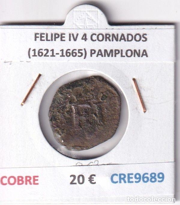 M&uuml;nzen von Spanien: CRE9689 MONEDA ESPA&Ntilde;A FELIPE IV 4 CORNADOS (1621-1665) PAMPLONA COBRE