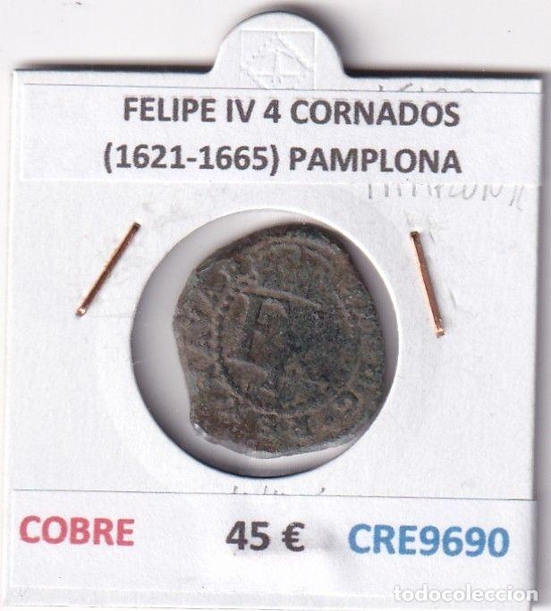 M&uuml;nzen von Spanien: CRE9690 MONEDA ESPA&Ntilde;A FELIPE IV 4 CORNADOS (1621-1665) PAMPLONA COBRE
