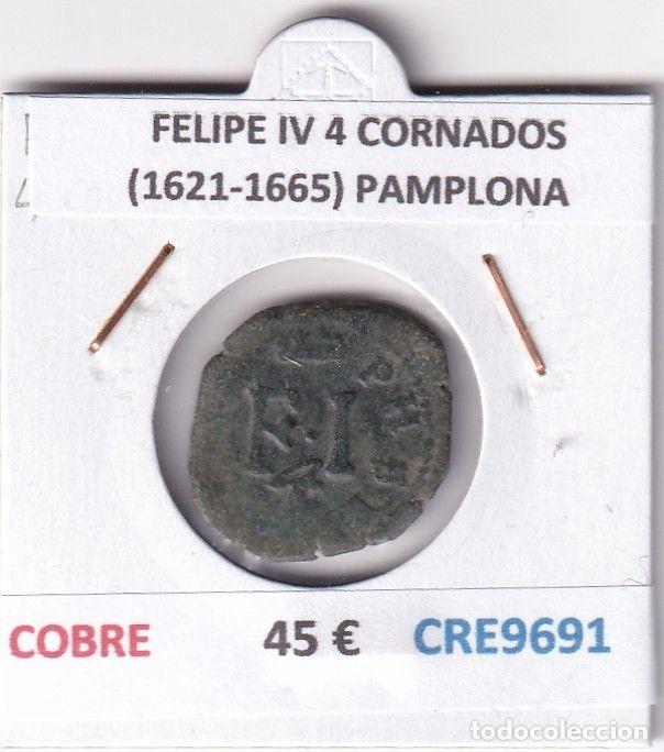 M&uuml;nzen von Spanien: CRE9691 MONEDA ESPA&Ntilde;A FELIPE IV 4 CORNADOS (1621-1665) PAMPLONA COBRE