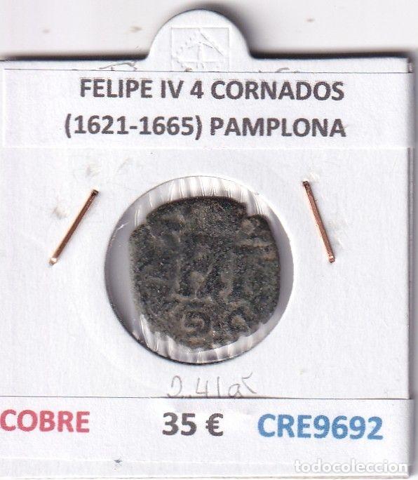 M&uuml;nzen von Spanien: CRE9692 MONEDA ESPA&Ntilde;A FELIPE IV 4 CORNADOS (1621-1665) PAMPLONA COBRE
