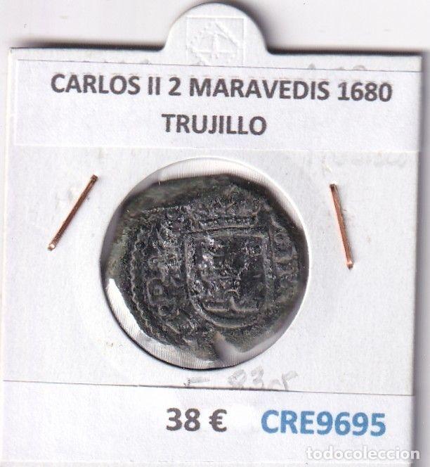 M&uuml;nzen von Spanien: CRE9695 MONEDA ESPA&Ntilde;A CARLOS II 2 MARAVEDIS 1680 TRUJILLO