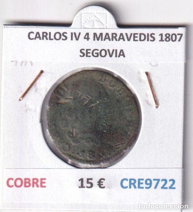 M&uuml;nzen von Spanien: CRE9722 MONEDA ESPA&Ntilde;A CARLOS IV 4 MARAVEDIS 1807 SEGOVIA COBRE