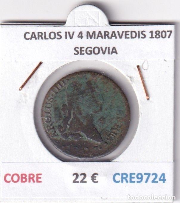 M&uuml;nzen von Spanien: CRE9724 MONEDA ESPA&Ntilde;A CARLOS IV 4 MARAVEDIS 1807 SEGOVIA COBRE