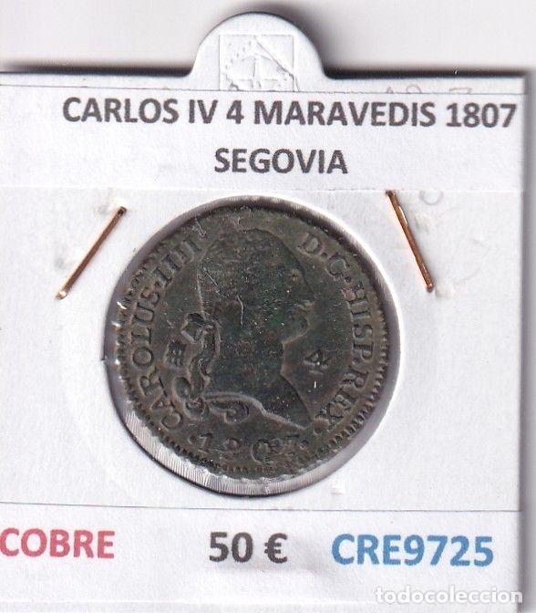 M&uuml;nzen von Spanien: CRE9725 MONEDA ESPA&Ntilde;A CARLOS IV 4 MARAVEDIS 1807 SEGOVIA COBRE