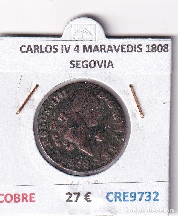 Coins of Spain: CRE9732 MONEDA ESPA&Ntilde;A CARLOS IV 4 MARAVEDIS 1808 SEGOVIA COBRE