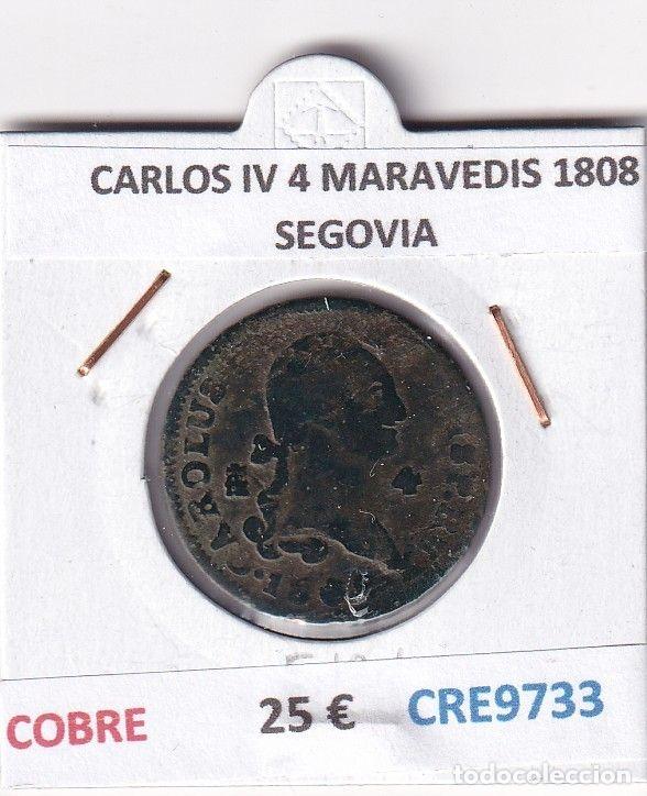 Coins of Spain: CRE9733 MONEDA ESPA&Ntilde;A CARLOS IV 4 MARAVEDIS 1808 SEGOVIA COBRE