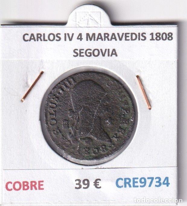 Coins of Spain: CRE9734 MONEDA ESPA&Ntilde;A CARLOS IV 4 MARAVEDIS 1808 SEGOVIA COBRE