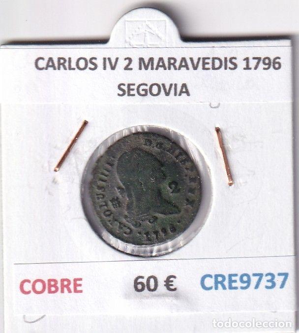 Coins of Spain: CRE9737 MONEDA ESPA&Ntilde;A CARLOS IV 2 MARAVEDIS 1796 SEGOVIA COBRE