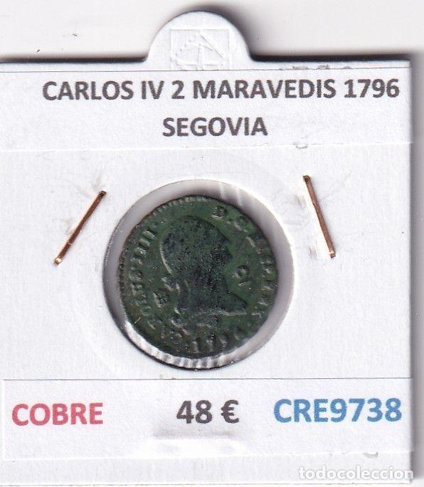Coins of Spain: CRE9738 MONEDA ESPA&Ntilde;A CARLOS IV 2 MARAVEDIS 1796 SEGOVIA COBRE