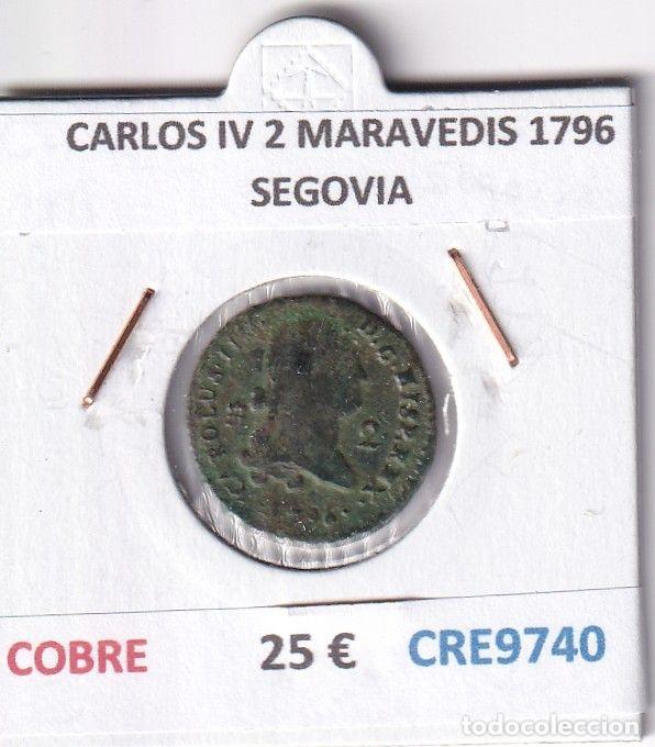 Coins of Spain: CRE9740 MONEDA ESPA&Ntilde;A CARLOS IV 2 MARAVEDIS 1796 SEGOVIA COBRE