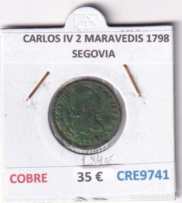 Coins of Spain: CRE9741 MONEDA ESPA&Ntilde;A CARLOS IV 2 MARAVEDIS 1798 SEGOVIA COBRE