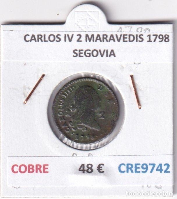 Coins of Spain: CRE9742 MONEDA ESPA&Ntilde;A CARLOS IV 2 MARAVEDIS 1798 SEGOVIA COBRE