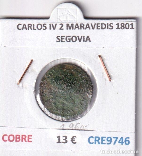 Coins of Spain: CRE9746 MONEDA ESPA&Ntilde;A CARLOS IV 2 MARAVEDIS 1801 SEGOVIA COBRE