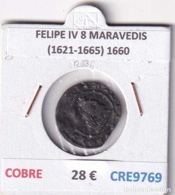 Coins of Spain: CRE9769 MONEDA ESPA&Ntilde;A FELIPE IV 8 MARAVEDIS (1621-1665) 1660 COBRE