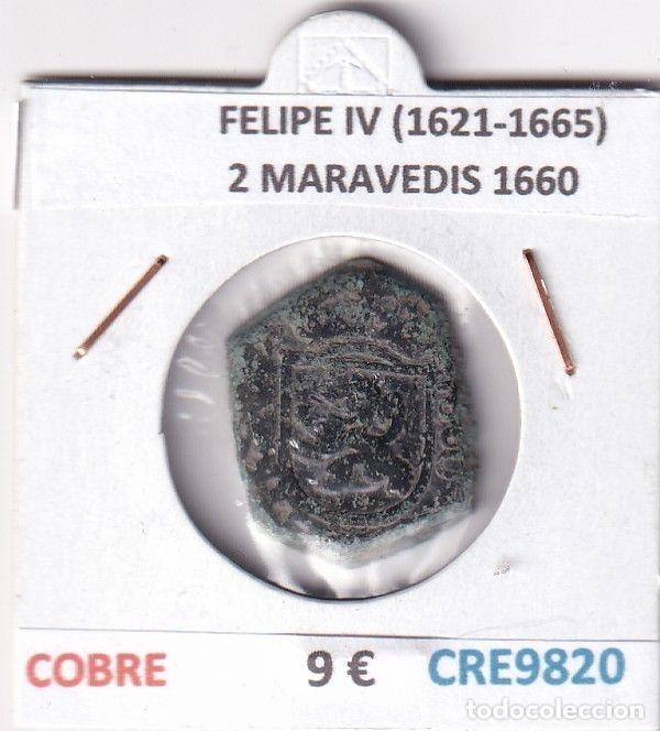 Monedas de Espa&ntilde;a: CRE9820 MONEDA ESPA&Ntilde;A FELIPE IV (1621-1665) 2 MARAVEDIS 1660 COBRE