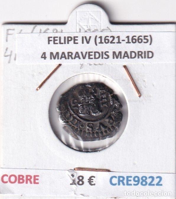 Monedas de Espa&ntilde;a: CRE9822 MONEDA ESPA&Ntilde;A FELIPE IV (1621-1665) 4 MARAVEDIS MADRID COBRE
