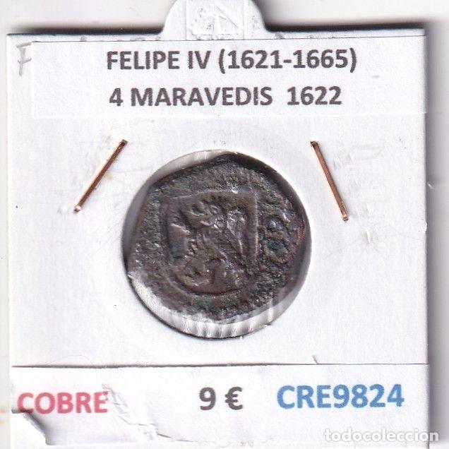 Monedas de Espa&ntilde;a: CRE9824 MONEDA ESPA&Ntilde;A FELIPE IV (1621-1665) 4 MARAVEDIS 1622 COBRE