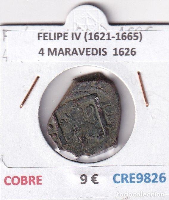 Monedas de Espa&ntilde;a: CRE9826 MONEDA ESPA&Ntilde;A FELIPE IV (1621-1665) 4 MARAVEDIS 1626 COBRE