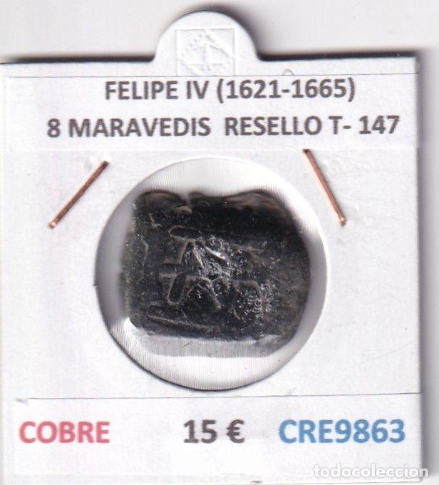 Monedas de Espa&ntilde;a: CRE9863 MONEDA ESPA&Ntilde;A FELIPE IV (1621-1665) 8 MARAVEDIS RESELLO TIPO 147 MONOGRAMA COBRE