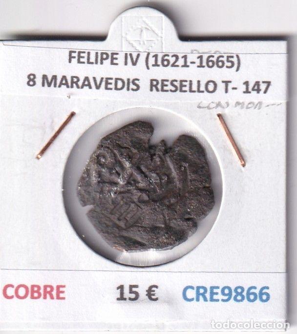 Monedas de Espa&ntilde;a: CRE9866 MONEDA ESPA&Ntilde;A FELIPE IV (1621-1665) 8 MARAVEDIS RESELLO TIPO 147 MONOGRAMA COBRE